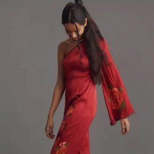 Farm Rio x Anthropologie One-Shoulder Printed Satin Jumpsuit (NEW)